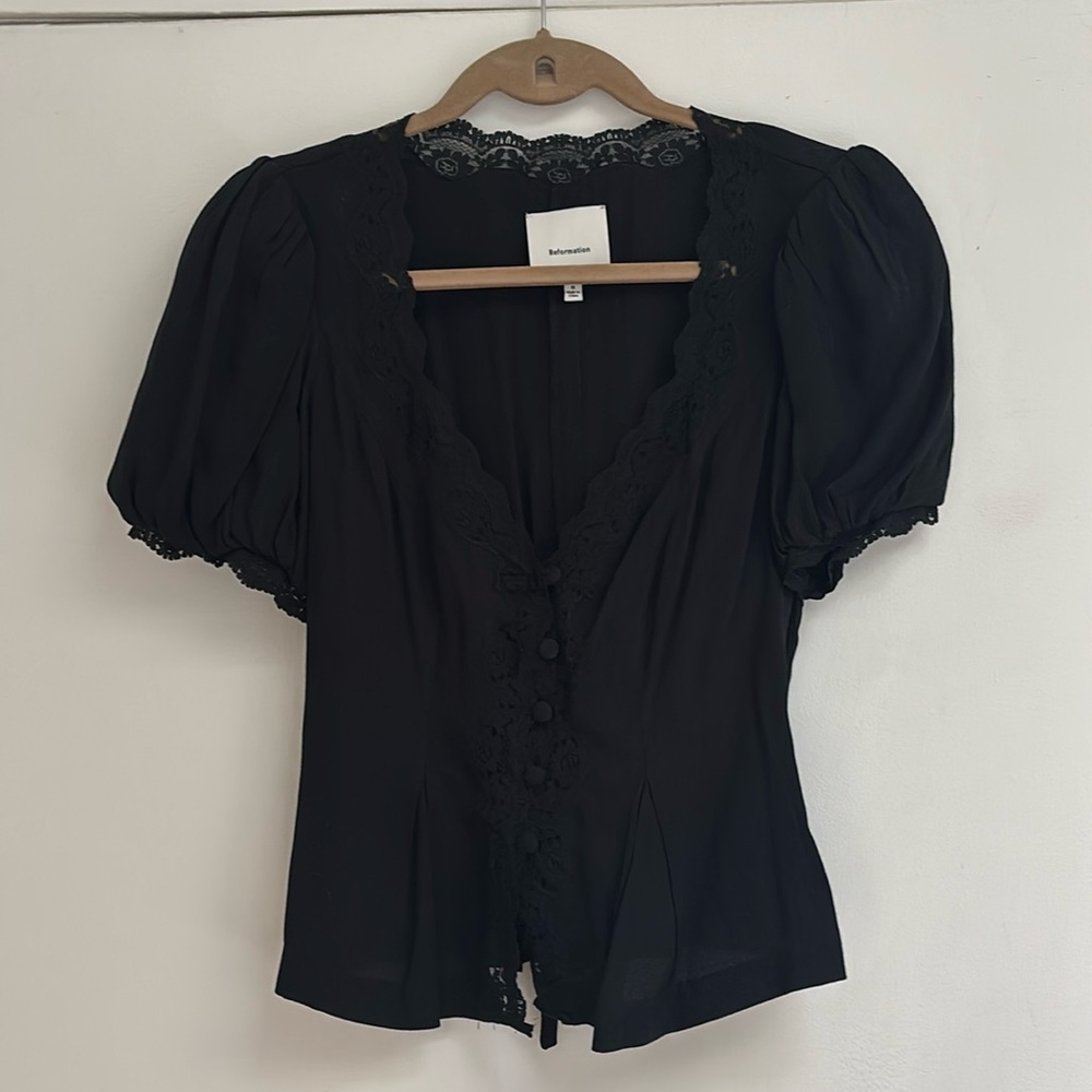 Reformation black laced top